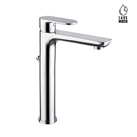 Single-lever mixer, high version for above counter basin with 1”1/4 pop up waste set.